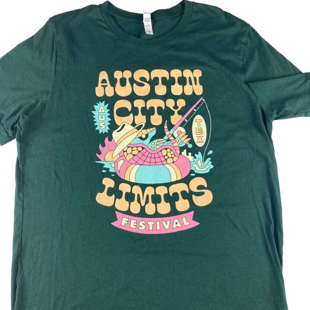 Austin City Limits Festival T Shirt Adult XL Green Graphic Tee Music Concert ACL